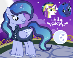 Size: 1280x1018 | Tagged: safe, artist:vi45, imported from derpibooru, princess luna, shining armor, oc, alicorn, pony, clothes, male, night, offspring, parent:princess luna, parent:shining armor, parents:shiningluna, stallion