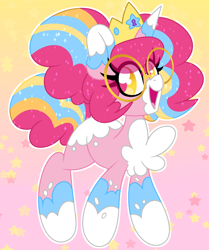 Size: 1898x2270 | Tagged: safe, artist:ladylullabystar, imported from derpibooru, oc, oc:twinkle star, pony, unicorn, crown, female, glasses, horn, jewelry, mare, regalia