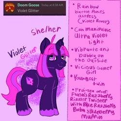 Size: 2048x2048 | Tagged: safe, artist:kiwiscribbles, imported from derpibooru, screencap, oc, oc only, oc:violet glitter, unicorn, horn, solo