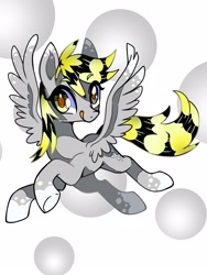 Size: 1200x1600 | Tagged: safe, artist:stacy_165cut, imported from derpibooru, derpy hooves, pegasus, pony, female, flying, looking at you, mare, smiling, solo, tongue out, underp