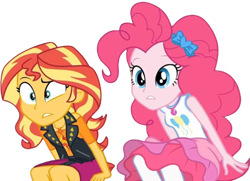 Size: 3473x2520 | Tagged: safe, edit, edited screencap, editor:homersimpson1983, imported from derpibooru, screencap, pinkie pie, sunset shimmer, human, equestria girls, equestria girls series, sock it to me, spoiler:eqg series (season 2), background removed, duo, duo female, female, my little pony equestria girls: choose your own ending, not a vector