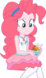 Size: 750x1260 | Tagged: safe, edit, edited screencap, editor:homersimpson1983, imported from derpibooru, screencap, pinkie pie, human, equestria girls, equestria girls series, tip toppings, spoiler:eqg series (season 2), clothes, dessert, female, my little pony equestria girls: choose your own ending, not a vector, rah rah skirt, sitting, skirt, solo