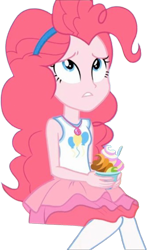 Size: 749x1278 | Tagged: safe, edit, edited screencap, editor:homersimpson1983, imported from derpibooru, screencap, pinkie pie, human, equestria girls, equestria girls series, tip toppings, spoiler:eqg series (season 2), background removed, clothes, dessert, female, my little pony equestria girls: choose your own ending, not a vector, rah rah skirt, sitting, skirt, solo