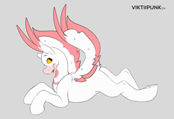 Size: 1868x1280 | Tagged: safe, artist:viktiipunk, imported from derpibooru, oc, oc only, oc:goosehorse, pegasus, pony, butt, jumping, looking up, open mouth, open smile, plot, pose, smiling, solo, spread wings, wings