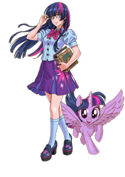 Size: 529x750 | Tagged: safe, artist:shunya yamashita, imported from derpibooru, kotobukiya, twilight sparkle, human, pony, clothes, human ponidox, humanized, kotobukiya twilight sparkle, self paradox, self ponidox, simple background, transparent background