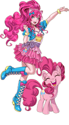 Size: 414x750 | Tagged: safe, artist:shunya yamashita, imported from derpibooru, kotobukiya, pinkie pie, human, pony, clothes, human ponidox, humanized, kotobukiya pinkie pie, self paradox, self ponidox, simple background, transparent background