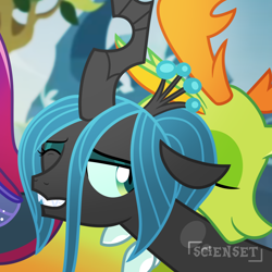 Size: 1280x1280 | Tagged: safe, edit, edited screencap, imported from derpibooru, screencap, queen chrysalis, thorax, changedling, changeling, changeling queen, a better ending for chrysalis, duo, female, male, mother and child, mother and son, reunion