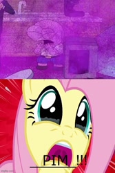 Size: 500x750 | Tagged: safe, edit, edited screencap, imported from derpibooru, screencap, fluttershy, human, pegasus, pony, castle mane-ia, season 4, spoiler:sfs02e07, spoiler:smiling friends, spoiler:smiling friends season 2, coughing, crying, damaged, dust, female, humanoid, male, mare, mr. boss, mr. boss (smiling friends), pim, pim (smiling friends), smiling friends, teary eyes, the magical red jewel aka tyler gets fired