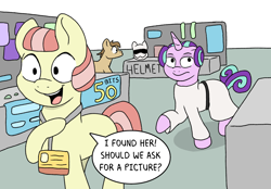 Size: 1748x1216 | Tagged: safe, artist:doodledonutart, imported from derpibooru, starlight glimmer, pony, atg 2024, clothes, cosplay, costume, newbie artist training grounds, princess leia