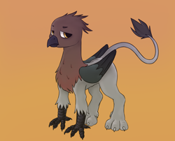 Size: 2100x1700 | Tagged: safe, artist:mileslancer, imported from derpibooru, oc, oc only, oc:filadora fancytalon, griffon, griffon oc, lidded eyes, male, solo, talons