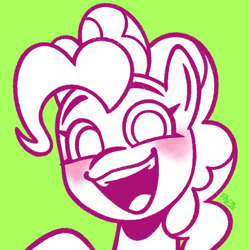 Size: 2000x2000 | Tagged: safe, artist:doozoo, imported from derpibooru, pinkie pie, earth pony, pony, bust, female, green background, high res, mare, open mouth, open smile, portrait, simple background, smiling, solo