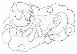 Size: 5060x3573 | Tagged: safe, artist:tesa-studio, imported from derpibooru, derpy hooves, pegasus, cloud, female, old art, sketch, sleeping