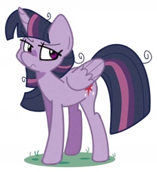 Size: 1648x1808 | Tagged: safe, artist:kindakismet, imported from derpibooru, mean twilight sparkle, alicorn, pony, the mean 6, angry, folded wings, grass, scowl, simple background, solo, white background, wings