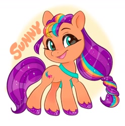 Size: 1264x1273 | Tagged: safe, artist:pep6, imported from derpibooru, sunny starscout, earth pony, pony, chibi, cute, female, g5, mane stripe sunny, mare, solo, sunnybetes