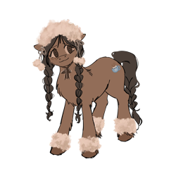 Size: 2048x2048 | Tagged: safe, artist:anonymous, oc, oc only, pony, braid, braided tail, female, hat, mare, simple background, solo, transparent background, unshorn fetlocks, yakutian horse