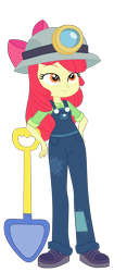 Size: 1900x4066 | Tagged: safe, artist:gmaplay, imported from derpibooru, apple bloom, equestria girls, equestria girls series, happily ever after party, headlamp, my little pony equestria girls: better together, my little pony equestria girls: choose your own ending, shovel, simple background, solo, transparent background