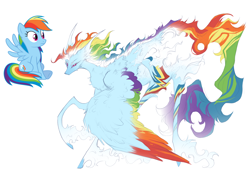 Size: 1754x1240 | Tagged: safe, artist:teazynekit, imported from derpibooru, rainbow dash, dracony, dragon, hybrid, pegasus, pony, colored wings, female, mare, multicolored wings, rainbow wings, redesign, simple background, solo, white background, wings