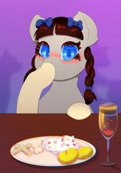 Size: 898x1280 | Tagged: safe, artist:luanbang, imported from derpibooru, oc, earth pony, pony, alcohol, drawing, drink, food, restaurant, solo