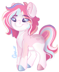 Size: 867x1059 | Tagged: safe, artist:trashpanda czar, imported from derpibooru, oc, oc only, oc:soft serve, earth pony, colored hooves, ear fluff, earth pony oc, female, hooves, mare, multicolored hooves, simple background, smiling, solo, transparent background