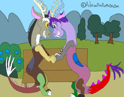 Size: 1009x792 | Tagged: safe, artist:adeanthepurpledragon, imported from derpibooru, discord, oc, oc:adean the draconequus, draconequus, shipping