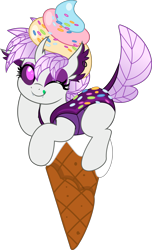 Size: 3042x5000 | Tagged: safe, artist:jhayarr23, imported from derpibooru, oc, oc only, oc:elytra, changedling, changeling, changedling oc, changeling oc, food, ice cream, ice cream cone, simple background, transparent background