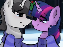 Size: 2048x1535 | Tagged: safe, artist:doodle-hooves, twilight sparkle, oc, oc only, pony, female, looking at each other, male, mare, stallion