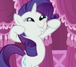 Size: 369x325 | Tagged: safe, edit, edited screencap, imported from twibooru, screencap, rarity, bipedal, cutie mark, darling, dashface, image, meme, needs more jpeg, so awesome, solo, tail