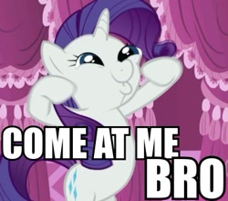 Size: 369x325 | Tagged: safe, edit, edited screencap, imported from twibooru, screencap, rarity, bipedal, caption, cutie mark, darling, dashface, image, image macro, meme, needs more jpeg, so awesome, solo, tail, text