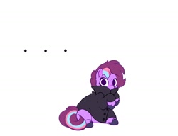 Size: 1300x1000 | Tagged: safe, artist:sekuponi, imported from twibooru, oc, oc only, pony, blushing, clothes, female, hoodie, image, looking at you, mare, moments before disaster, needs more jpeg, staring at you, sweat