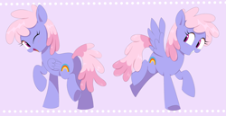 Size: 3293x1705 | Tagged: safe, artist:spoonie, rainbowshine, pegasus, pony, butt, female, mare, one eye closed, open mouth, simple background, solo, spread wings, wings, wink, winking at you