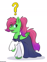 Size: 1536x2048 | Tagged: safe, artist:doodle-hooves, oc, oc only, pony, clothes, dress, female, mare, question mark