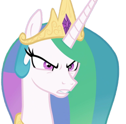 Size: 1098x1080 | Tagged: safe, edit, edited screencap, imported from derpibooru, screencap, princess celestia, alicorn, pony, the ending of the end, angry, background removed, bust, cropped, crown, gritted teeth, jewelry, regalia, simple background, solo, teeth, transparent background