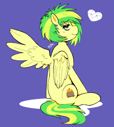 Size: 1074x1197 | Tagged: safe, artist:dsstoner, imported from ponybooru, oc, oc only, oc:wooden toaster, pegasus, pony, looking back, smiling, spread wings, wings