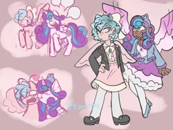 Size: 1600x1200 | Tagged: safe, artist:cosm0ths, imported from derpibooru, cozy glow, princess flurry heart, alicorn, human, pegasus, pony, alternate hairstyle, bow, bracelet, cheek kiss, clothes, cozybetes, cozyheart, crown, cute, dark skin, dress, duo, duo female, ear piercing, earring, eyes closed, female, flurrybetes, freckles, hair bow, heart, high heels, hug, humanized, jacket, jewelry, kissing, leather, leather jacket, lesbian, necklace, older, older cozy glow, older flurry heart, open mouth, piercing, regalia, shipping, shoes, socks, speech bubble, stockings, thigh highs, winged humanization, wings