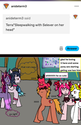 Size: 1171x1818 | Tagged: safe, artist:ask-luciavampire, imported from derpibooru, oc, alicorn, cat, earth pony, pegasus, pony, undead, unicorn, vampire, vampony, alastor, ask, catified, cursed cat alastor, hazbin hotel, hellaverse, horn, meme, species swap, tumblr