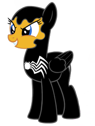 Size: 914x1209 | Tagged: safe, artist:shieldwingarmorofgod, imported from derpibooru, oc, oc only, oc:flare spark, pegasus, female, marvel, simple background, solo, symbiote, transparent background, venom