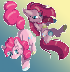 Size: 1872x1928 | Tagged: safe, artist:bryonythewolf, imported from derpibooru, pinkie pie, earth pony, duality, female, gradient background, pinkamena diane pie