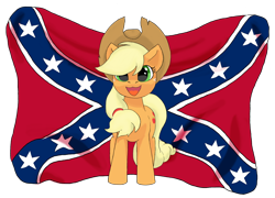 Size: 966x695 | Tagged: safe, artist:appulman, applejack, earth pony, pony, confederate flag, cowboy hat, female, freckles, hat, looking at you, mare, open mouth, simple background, solo, stetson, transparent background