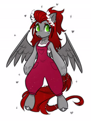 Size: 2022x2700 | Tagged: safe, artist:opalacorn, imported from derpibooru, oc, oc only, oc:void, pegasus, pony, semi-anthro, clothes, female, heart, heart eyes, laurel wreath, mare, overalls, simple background, white background, wingding eyes