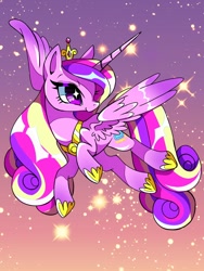 Size: 1200x1600 | Tagged: safe, artist:stacy_165cut, imported from derpibooru, princess cadance, alicorn, pony, crown, female, hoof shoes, jewelry, mare, peytral, princess shoes, regalia, smiling, solo, sparkles