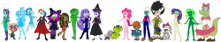 Size: 3995x771 | Tagged: safe, artist:invisibleink, artist:tylerajohnson352, imported from derpibooru, applejack, fluttershy, pinkie pie, rainbow dash, rarity, sci-twi, spike, starlight glimmer, sunset shimmer, trixie, twilight sparkle, alicorn, alien, dinosaur, dog, dragon, ghost, undead, vampire, werewolf, equestria girls, antenna, bandage, bolts, bone, boots, cape, claws, clothes, collar, costume, crossover, cute, dashabetes, diapinkes, diatrixes, dinosaurified, dress, elsa frankenteen, enid mettle, fangs, female, fins, flippers, frankenstein, frankenstein's monster, fur, galactica, gills, glimmerbetes, gloves, glowing, green skin, grimwood girls, hairpin, halloween, hat, high heels, holiday, humane five, humane seven, humane six, jackabetes, jewelry, lagoona black, lizard creature, mask, matches, minimal, monster, mummy, necklace, ok k.o.! lets be heroes, ok ko let's be heroes, pants, paws, phantasma, pointed ears, puppy, raribetes, scooby-doo and the ghoul school, scooby-doo!, sharp teeth, shimmerbetes, shoes, shyabetes, sibella, simple background, skeleton, skeleton costume, skull mask, solo, species swap, spikabetes, spike the dog, stitches, suit, swamp creature, tail, talons, tanis, teeth, transparent background, twiabetes, twilight sparkle (alicorn), vest, webbed feet, webbed fingers, winnie the werewolf, witch, witch hat