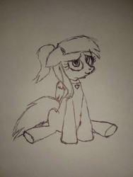 Size: 2448x3264 | Tagged: safe, artist:darkestjewels, imported from derpibooru, oc, oc only, oc:gumdrops, pegasus, pony, collar, cute, grayscale, looking at you, monochrome, simple background, sitting, smiling, smiling at you, solo, traditional art, wings