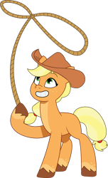 Size: 1069x1755 | Tagged: safe, artist:prixy05, imported from derpibooru, applejack, earth pony, pony, applejack's hat, cowboy hat, female, g4 to g5, g5, generation leap, hat, lasso, mare, my little pony: tell your tale, rope, simple background, solo, transparent background, vector