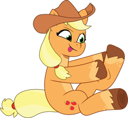 Size: 1118x1028 | Tagged: safe, artist:prixy05, imported from derpibooru, applejack, earth pony, pony, applejack's hat, cowboy hat, female, g4 to g5, g5, generation leap, hat, mare, my little pony: tell your tale, raised leg, simple background, solo, tongue out, transparent background, vector