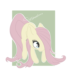 Size: 1749x1989 | Tagged: safe, artist:tkshoelace, imported from derpibooru, fluttershy, pegasus, pony, female, folded wings, hair over one eye, long mane, solo, square, wings