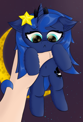 Size: 2700x4000 | Tagged: safe, artist:twinky, imported from derpibooru, princess luna, alicorn, pony, crescent moon, ear fluff, female, fluffy, horn, mare, moon, solo