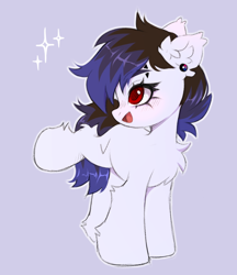 Size: 914x1060 | Tagged: safe, artist:arisuyukita, imported from derpibooru, oc, oc only, oc:keupoz, earth pony, bisexual pride flag, chest fluff, ear piercing, earth pony oc, eyebrow piercing, piercing, pride, pride flag, raised leg, solo, sparkles