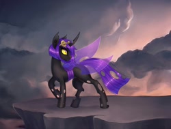 Size: 1280x970 | Tagged: safe, artist:winnigrette, oc, oc only, changeling, pony, changeling oc, female, flying, mare