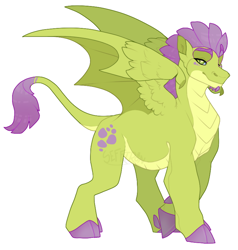 Size: 782x821 | Tagged: safe, artist:seffiron, imported from derpibooru, oc, oc only, oc:emerald flame, dracony, dragon, hybrid, pony, hybrid wings, interspecies offspring, lidded eyes, male, offspring, parent:rarity, parent:spike, parents:sparity, simple background, solo, spread wings, white background, wings