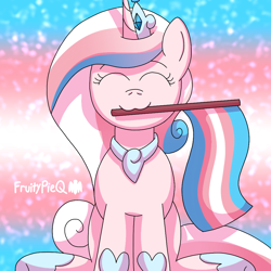 Size: 1000x1000 | Tagged: safe, artist:fruiitypieq, imported from derpibooru, princess cadance, alicorn, female, pride, pride flag, pride month, solo, transgender pride flag